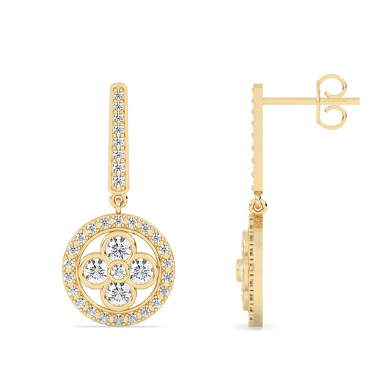 Floral Disc Drop Earrings