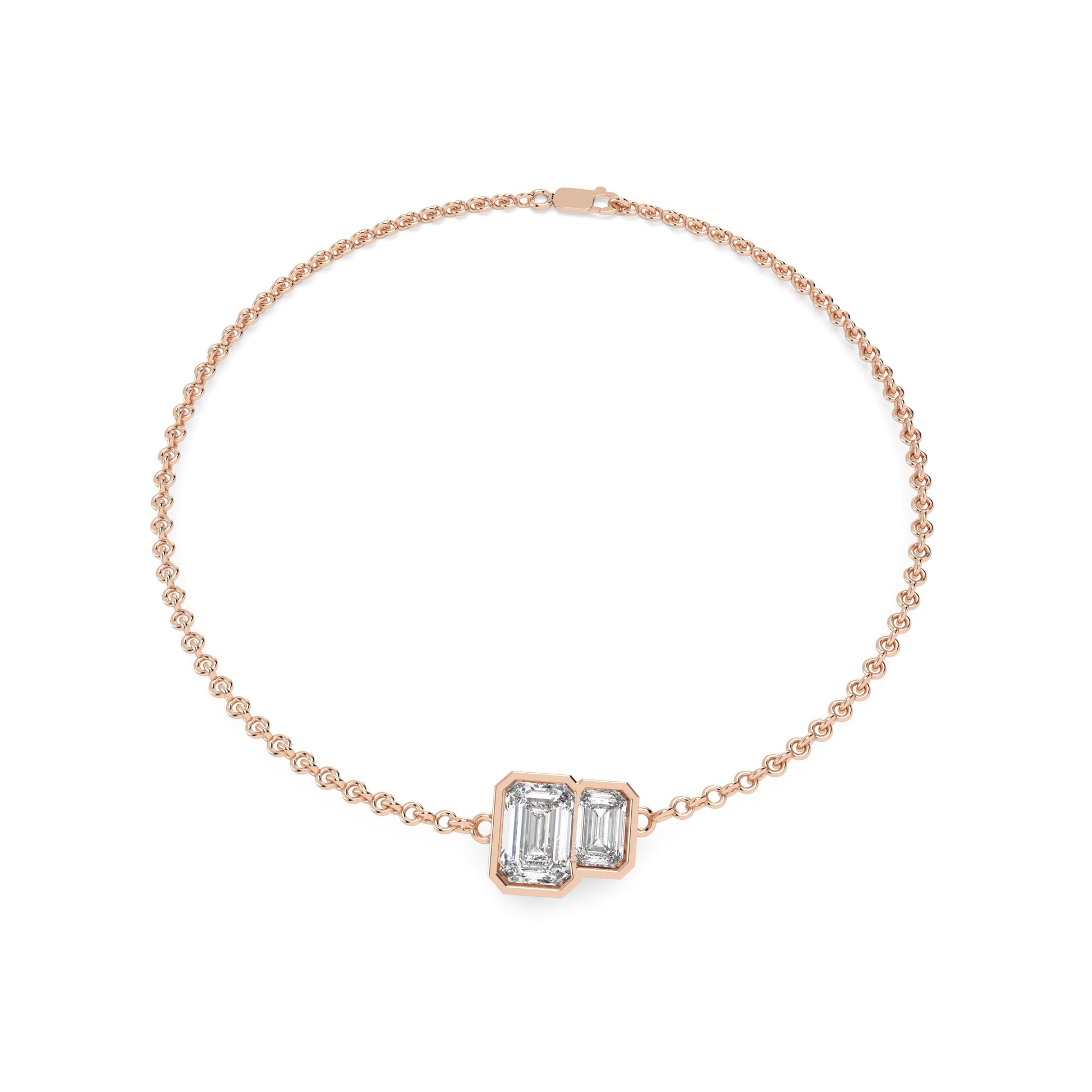 Glimmen Emerald Duet Bezel Bracelet in rose gold