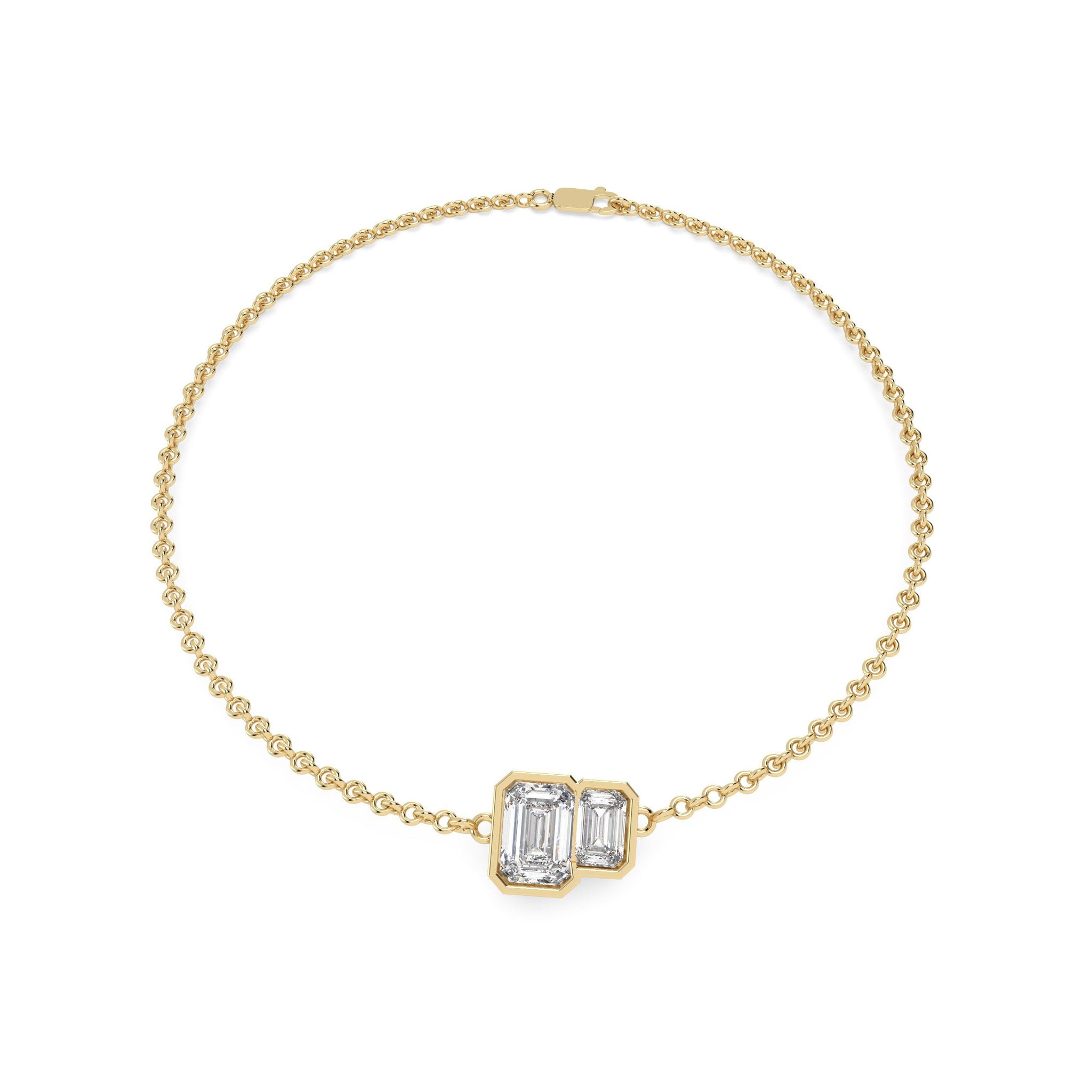 Glimmen Emerald Duet Bezel Bracelet in yellow gold
