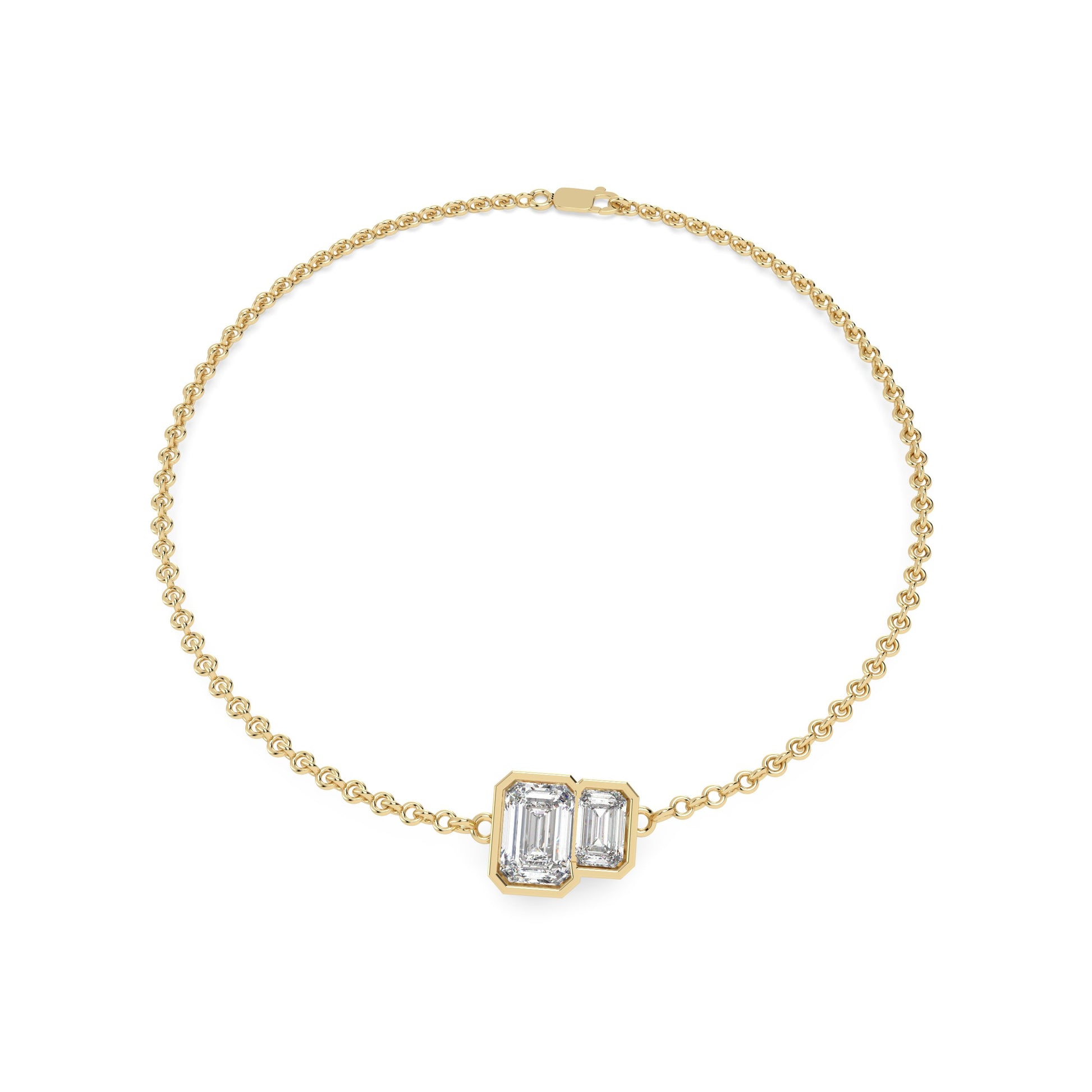 Glimmen Emerald Duet Bezel Bracelet in yellow gold
