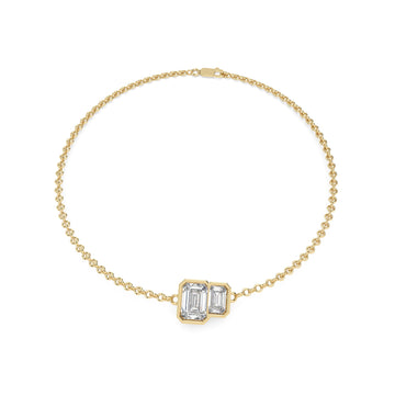 Glimmen Emerald Duet Bezel Bracelet in yellow gold