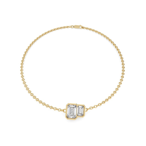 Glimmen Emerald Duet Bezel Bracelet in yellow gold
