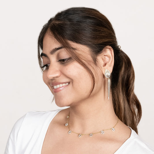 Gold Leaf Earrings in 18kt gold and silver