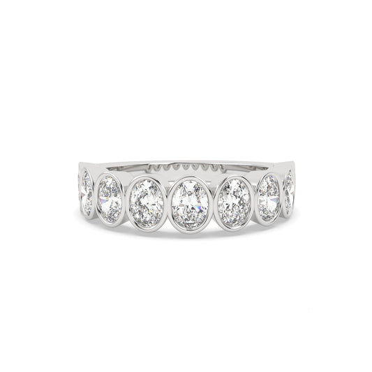 Oval Half Band Lab Grown Diamond Ring – 925 Silver