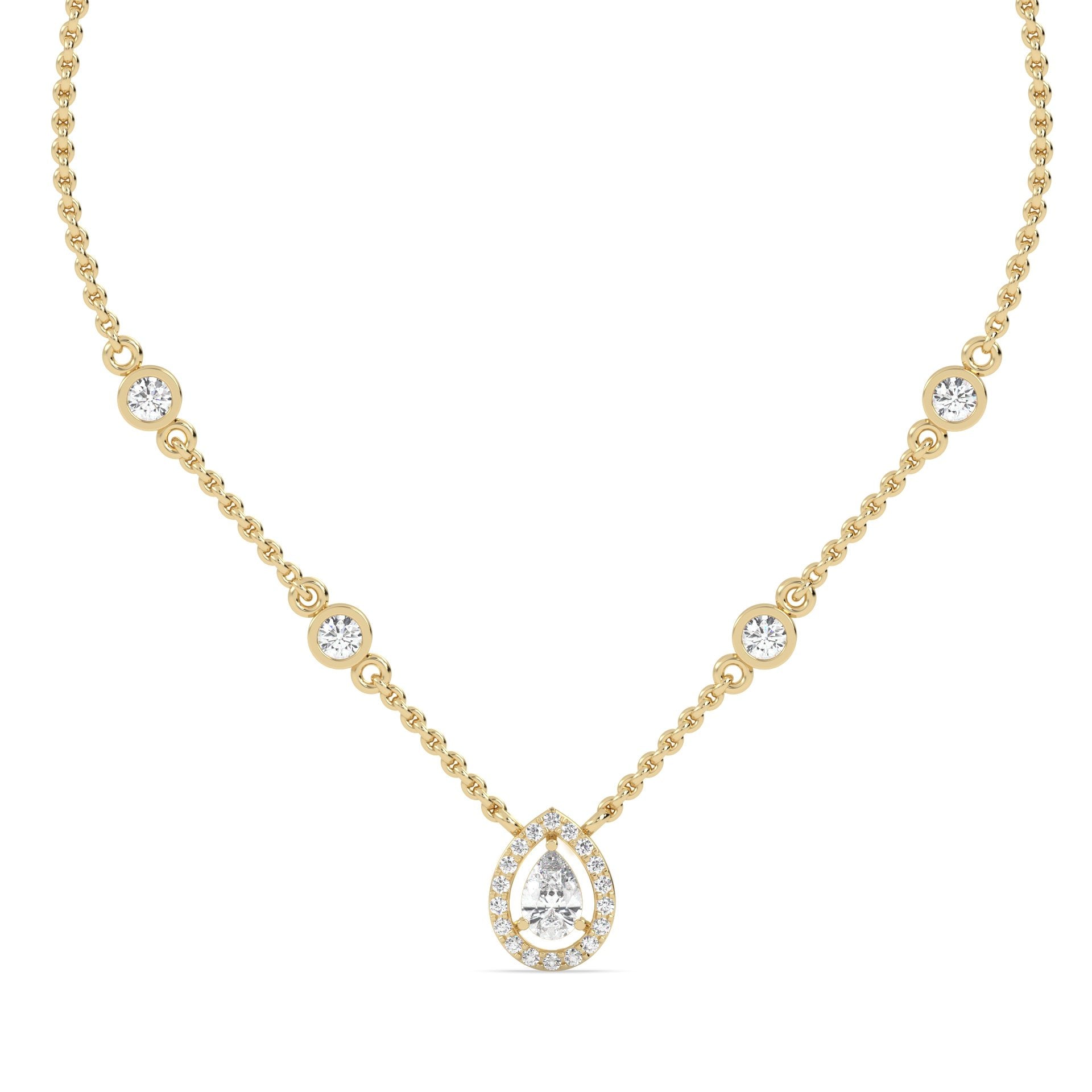 Hellen Pear Halo Necklace