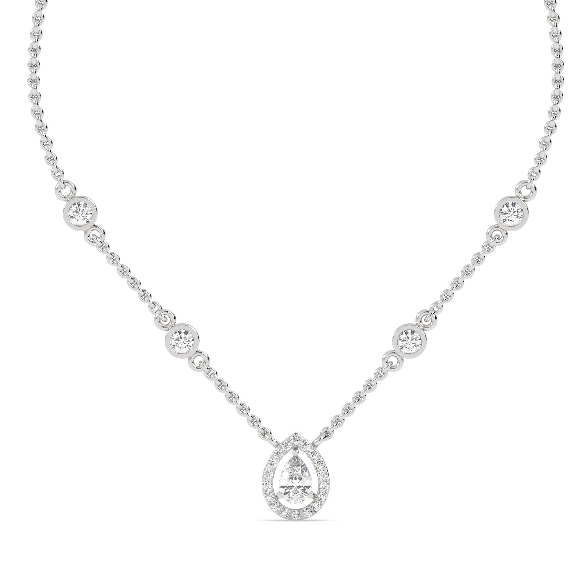 Hellen Pear Halo Necklace