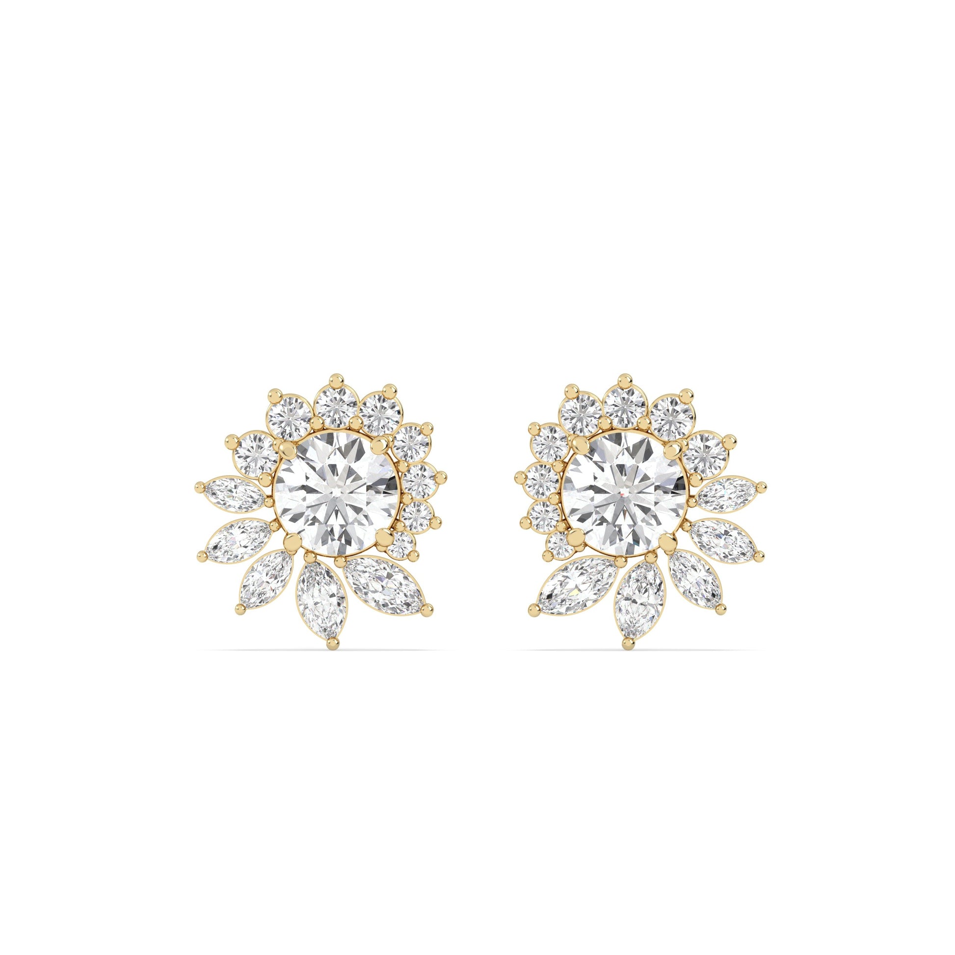 Hazel Floral Functional Earrings in 18kt gold 