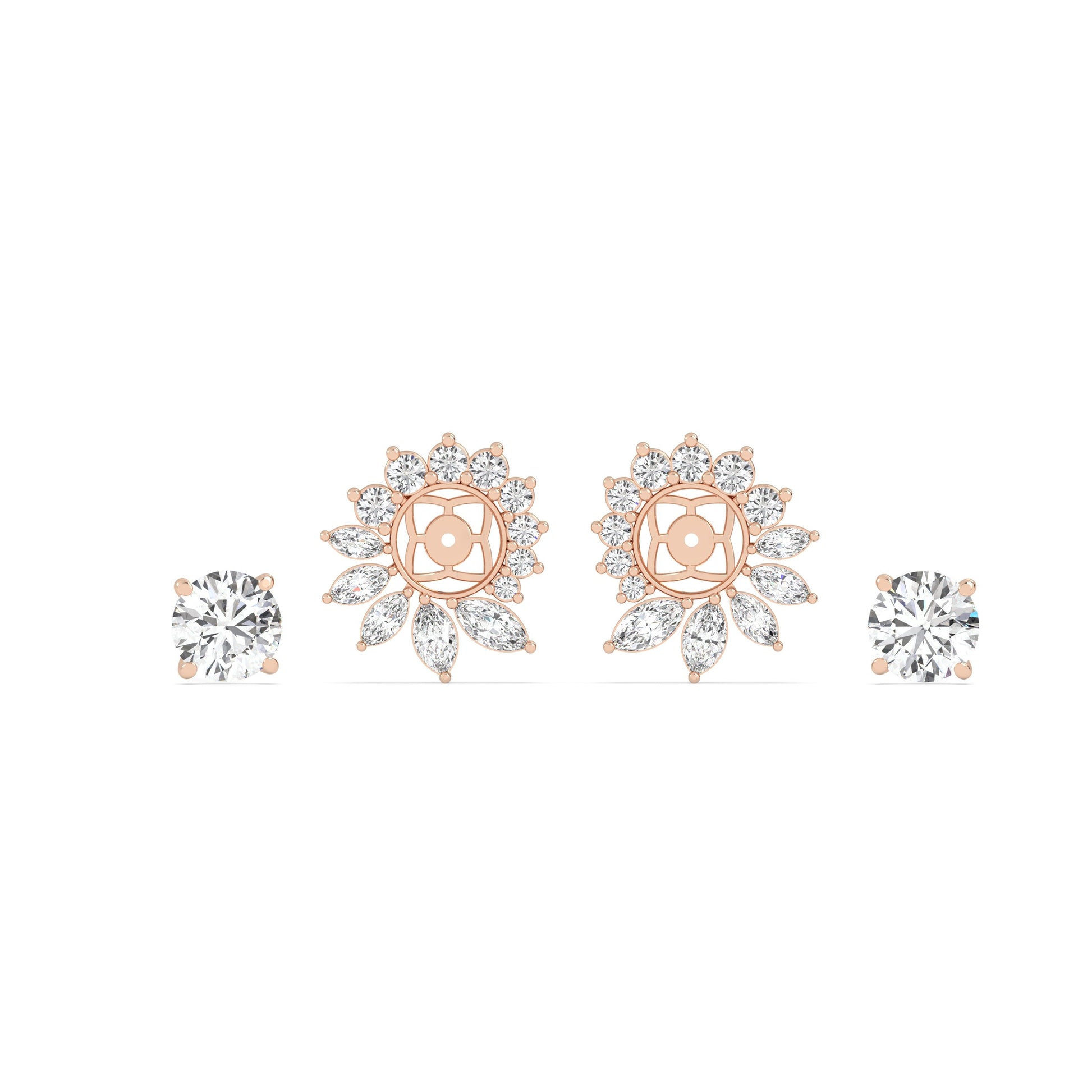Hazel Floral Functional Earrings in rose gold 