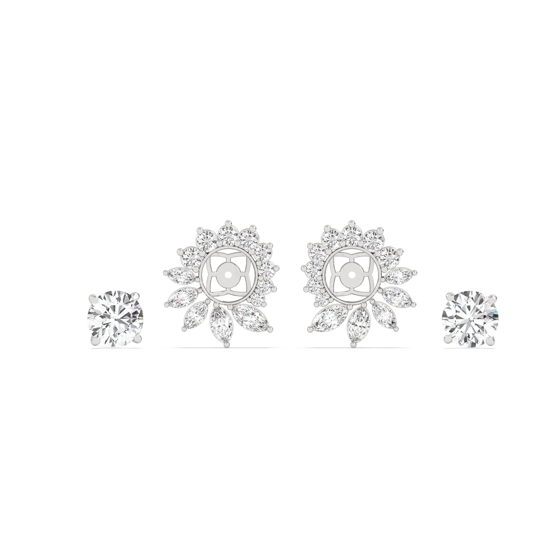 Hazel Floral Functional Earrings in white gold 