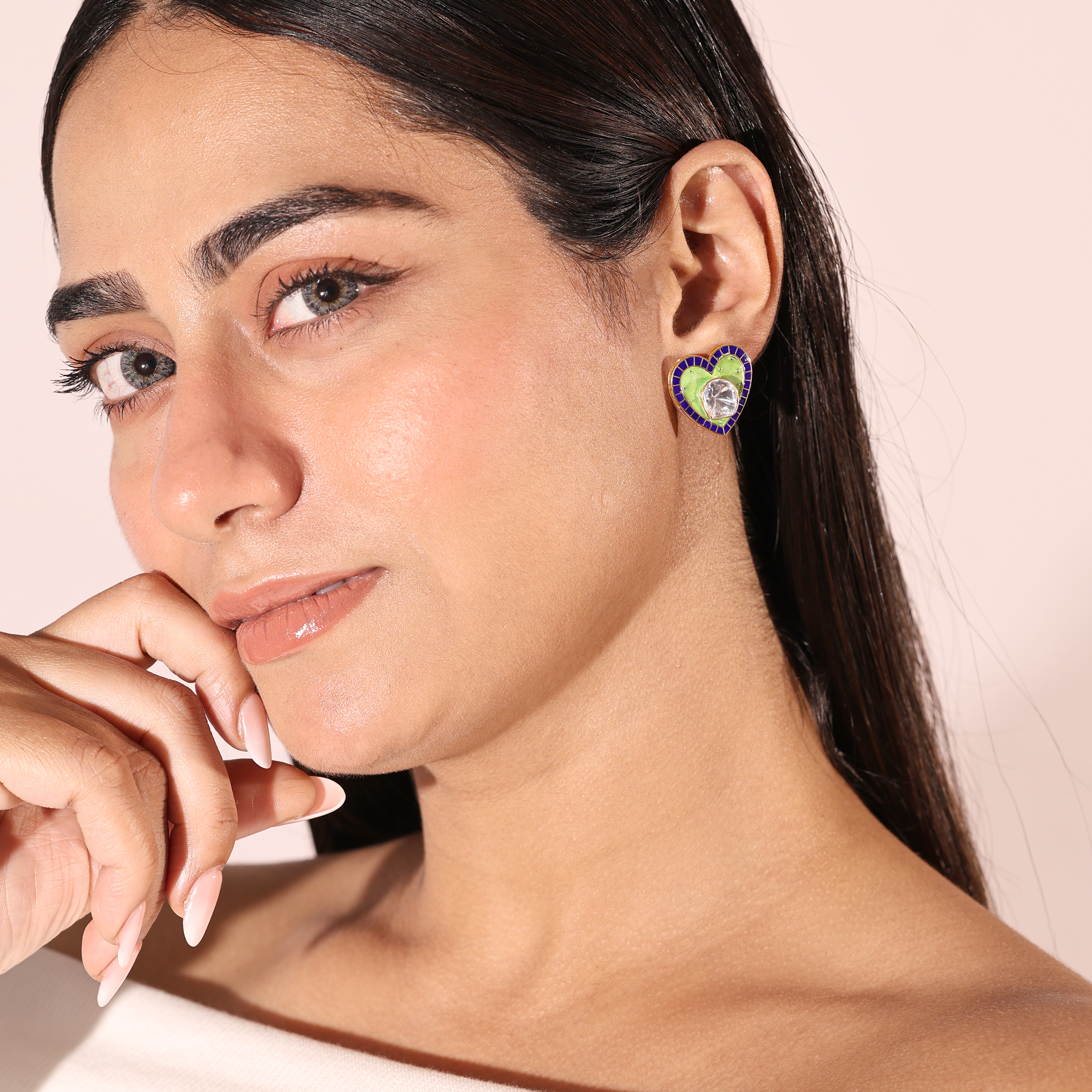 Blue Heart Studs