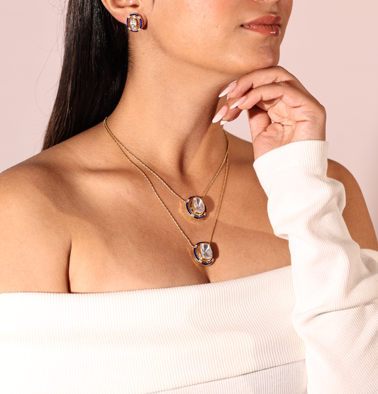 Lab Grown Diamond Earrings – Neelam Orbit – 925 Silver