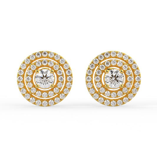 Clestial Orbits Halo Earrings Yellow Gold