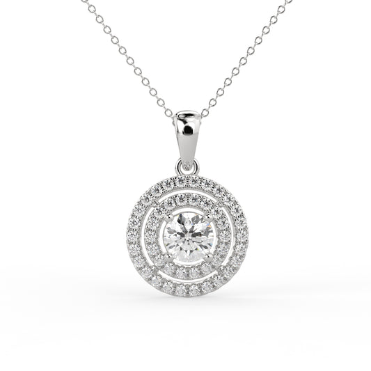 Clestial Orbits Halo Pendant White Gold