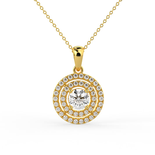 Clestial Orbits Halo Pendant Yellow Gold