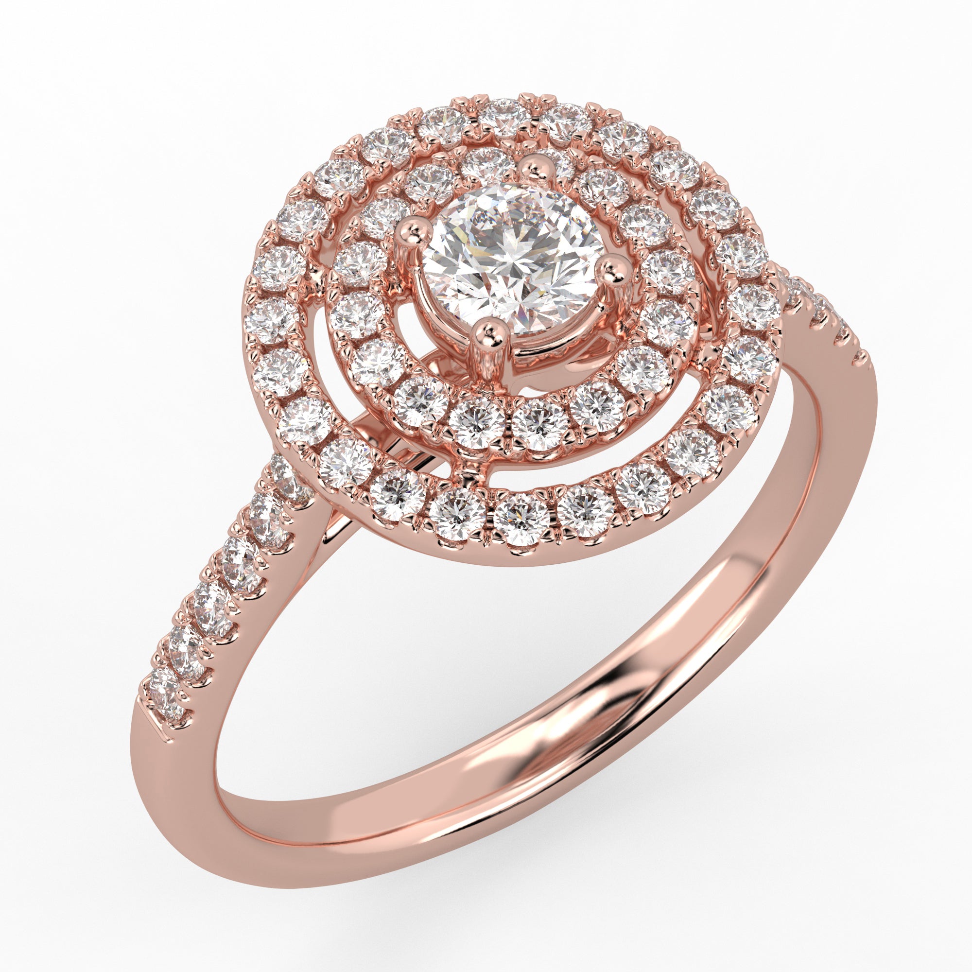 Celestial Orbits Halo Ring Rose Gold