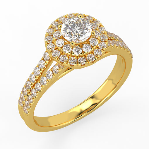 Starstruck Double Halo Ring Yellow Gold