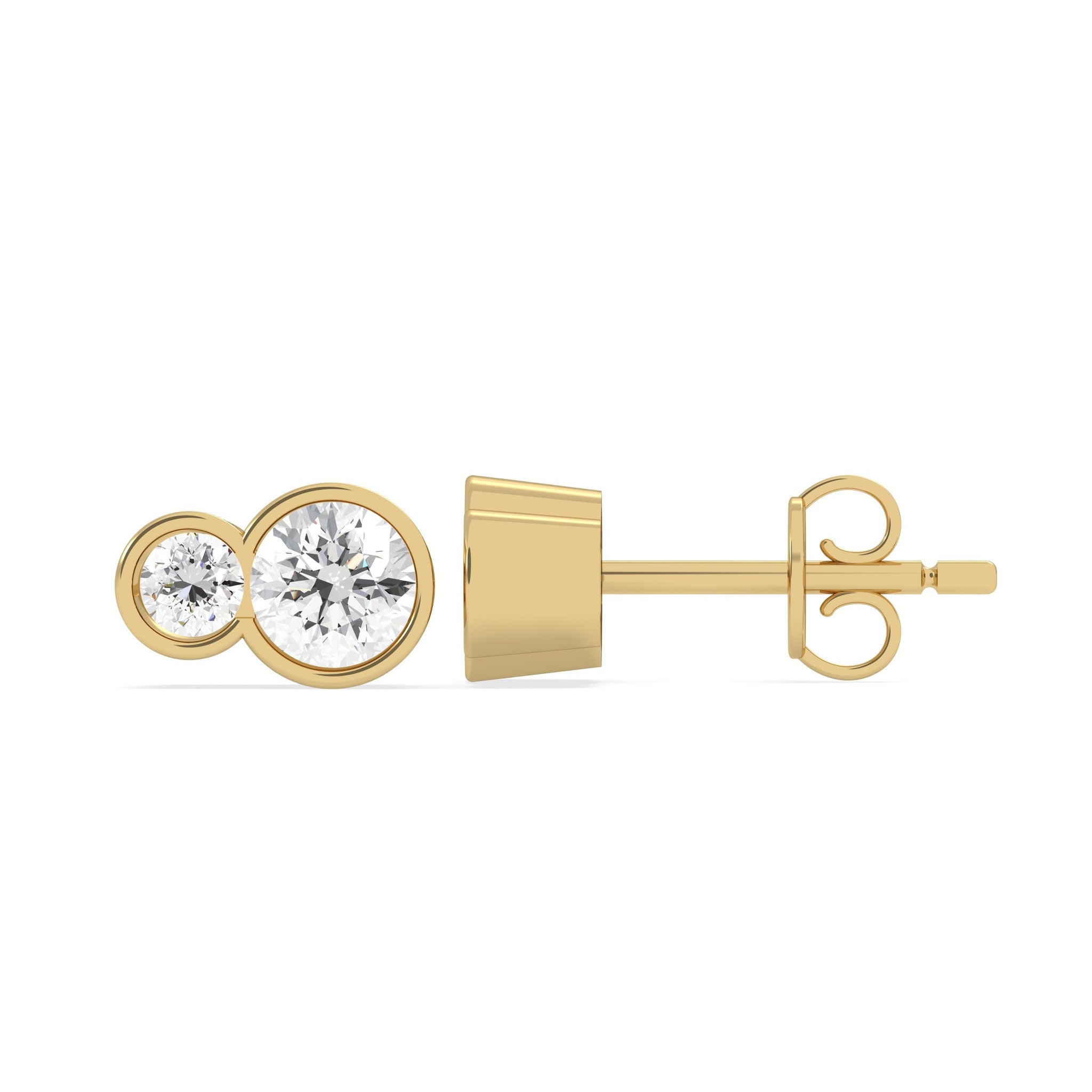 Luire Round Duet Bezel Studs in yellow gold