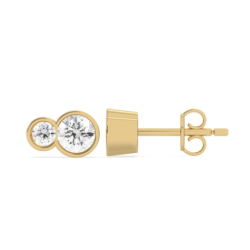 Luire Round Duet Bezel Studs in yellow gold