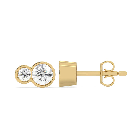 Luire Round Duet Bezel Studs in yellow gold