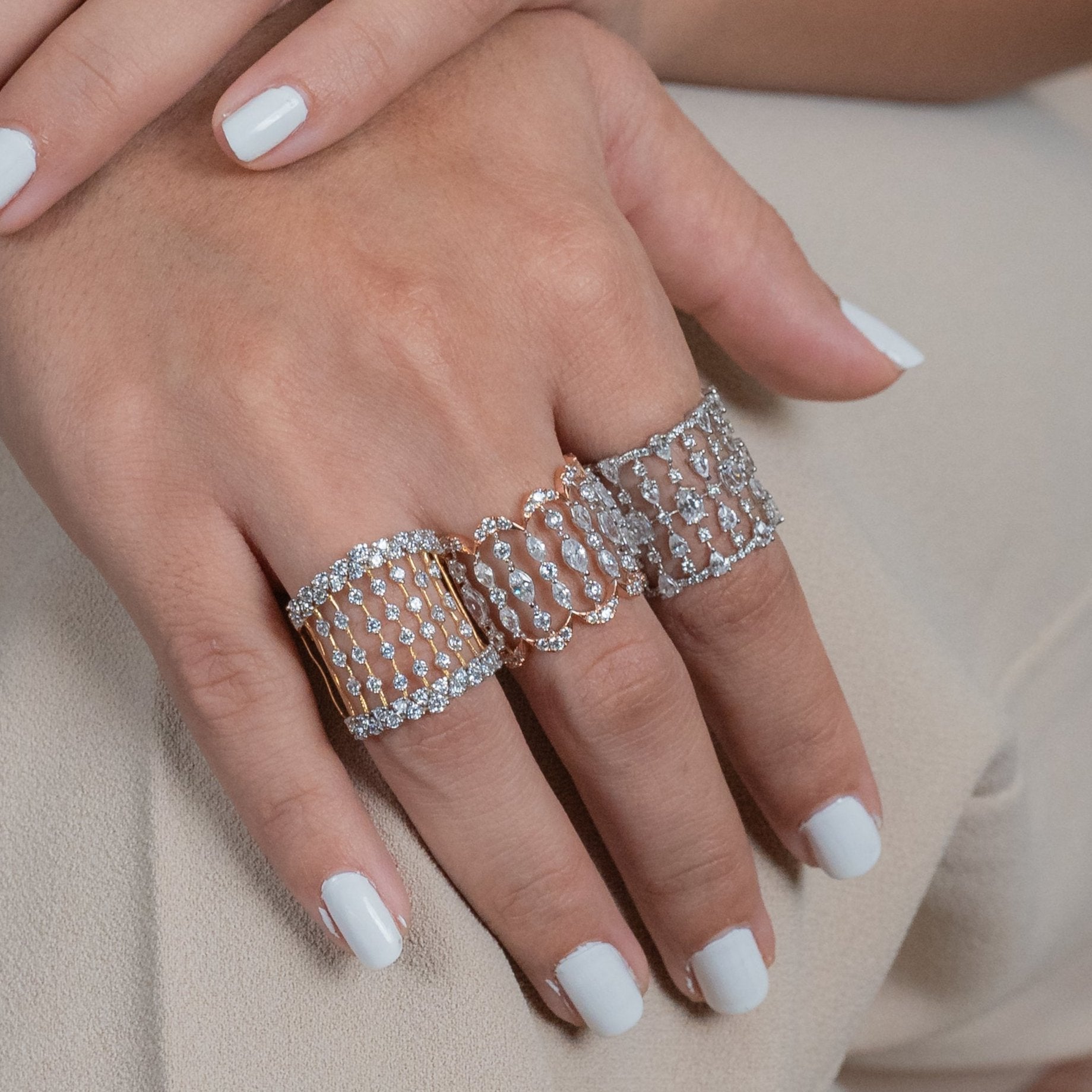 multiple diamond cocktail heavy ring