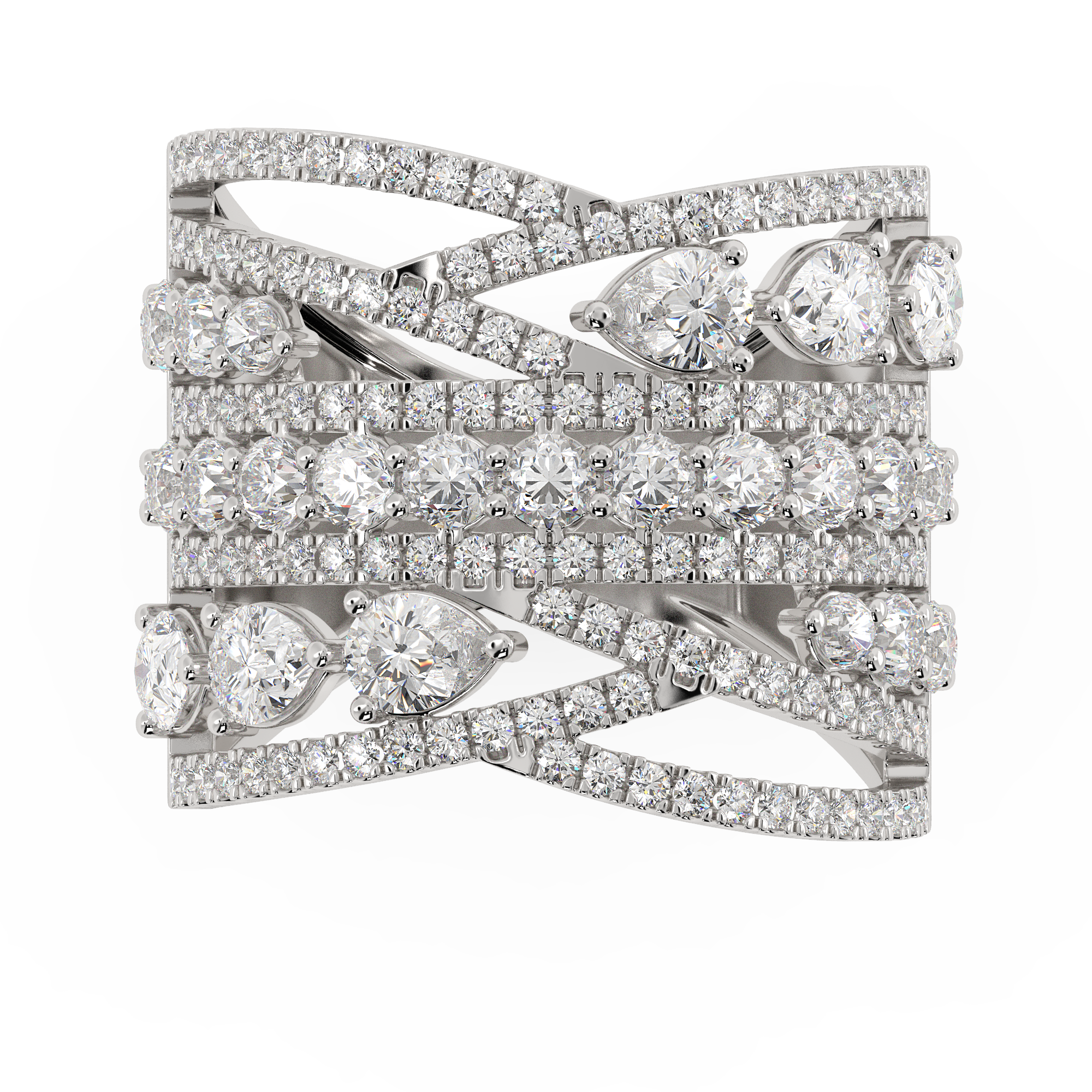 Meris Pear Cocktail Band in silver ring designs