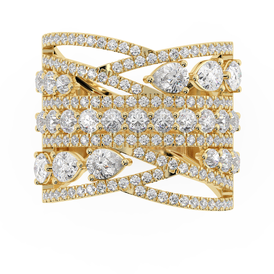 Merisē Pear Cocktail Band in gold ring designs