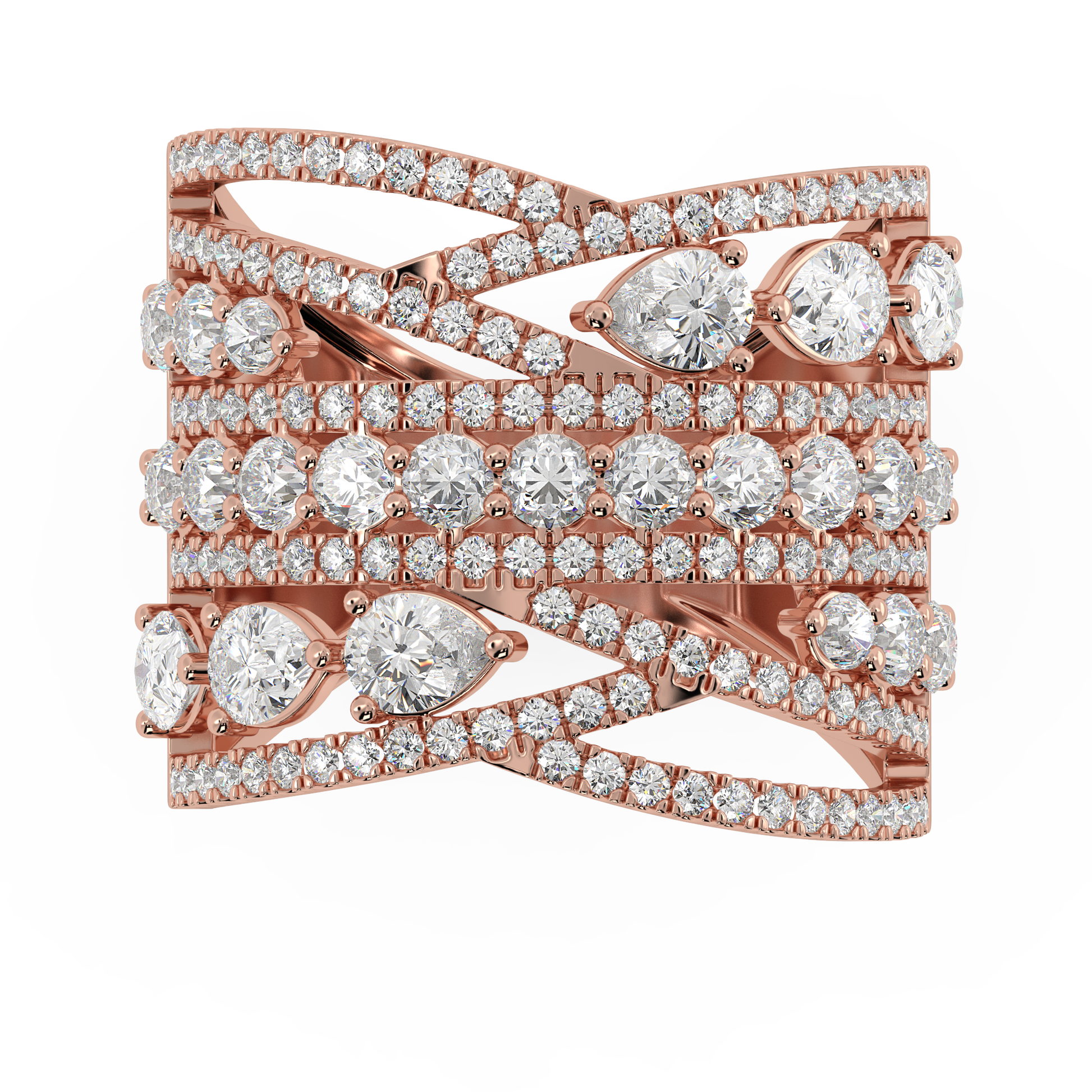 Meris Pear Cocktail Band in rose gold ring designs