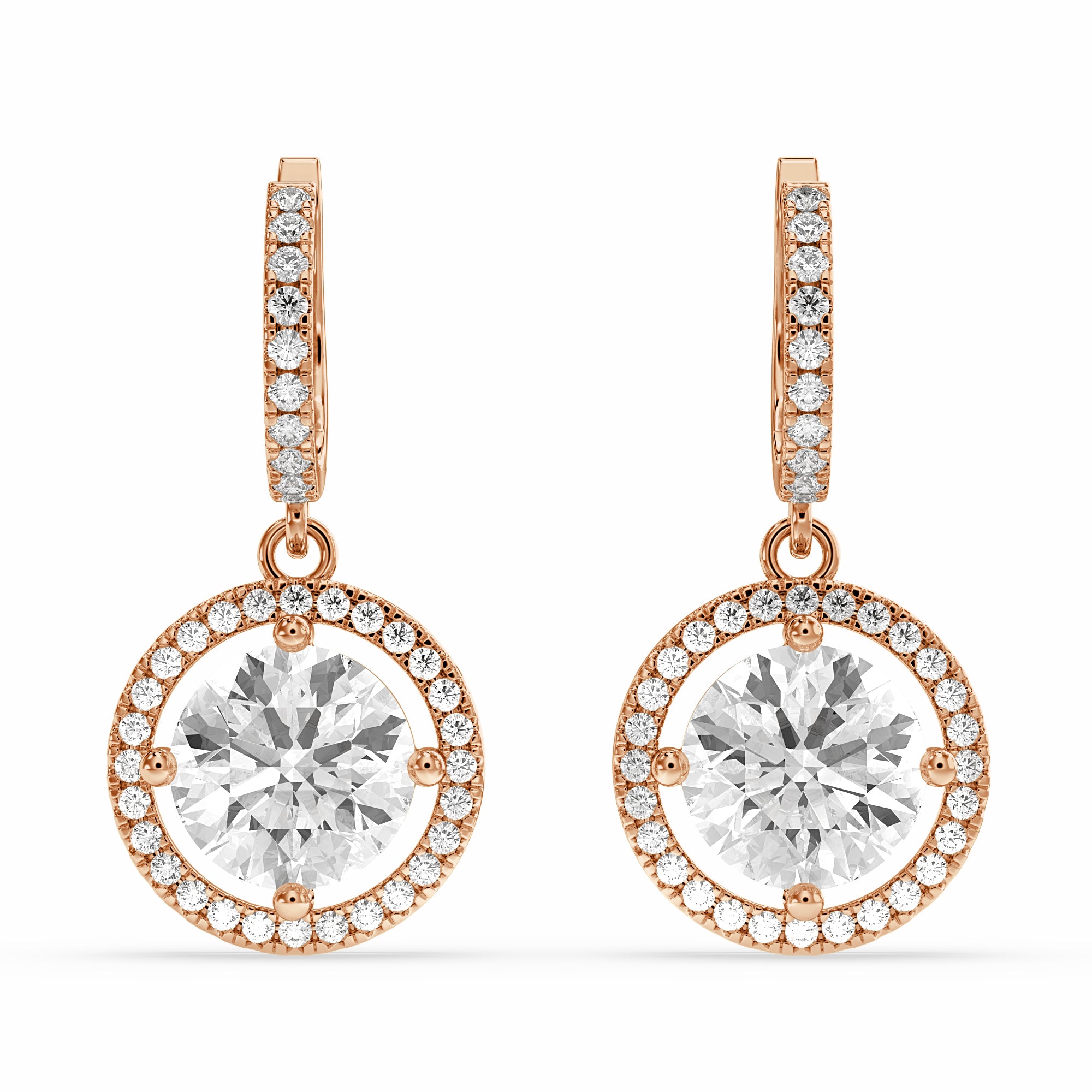 Nadir Round Drop Earring in diamonds sustainalble
