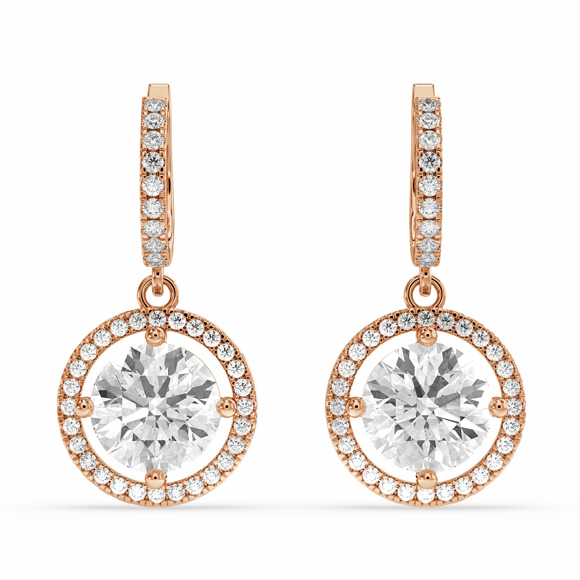 Nadir Round Drop Earring in diamonds sustainalble