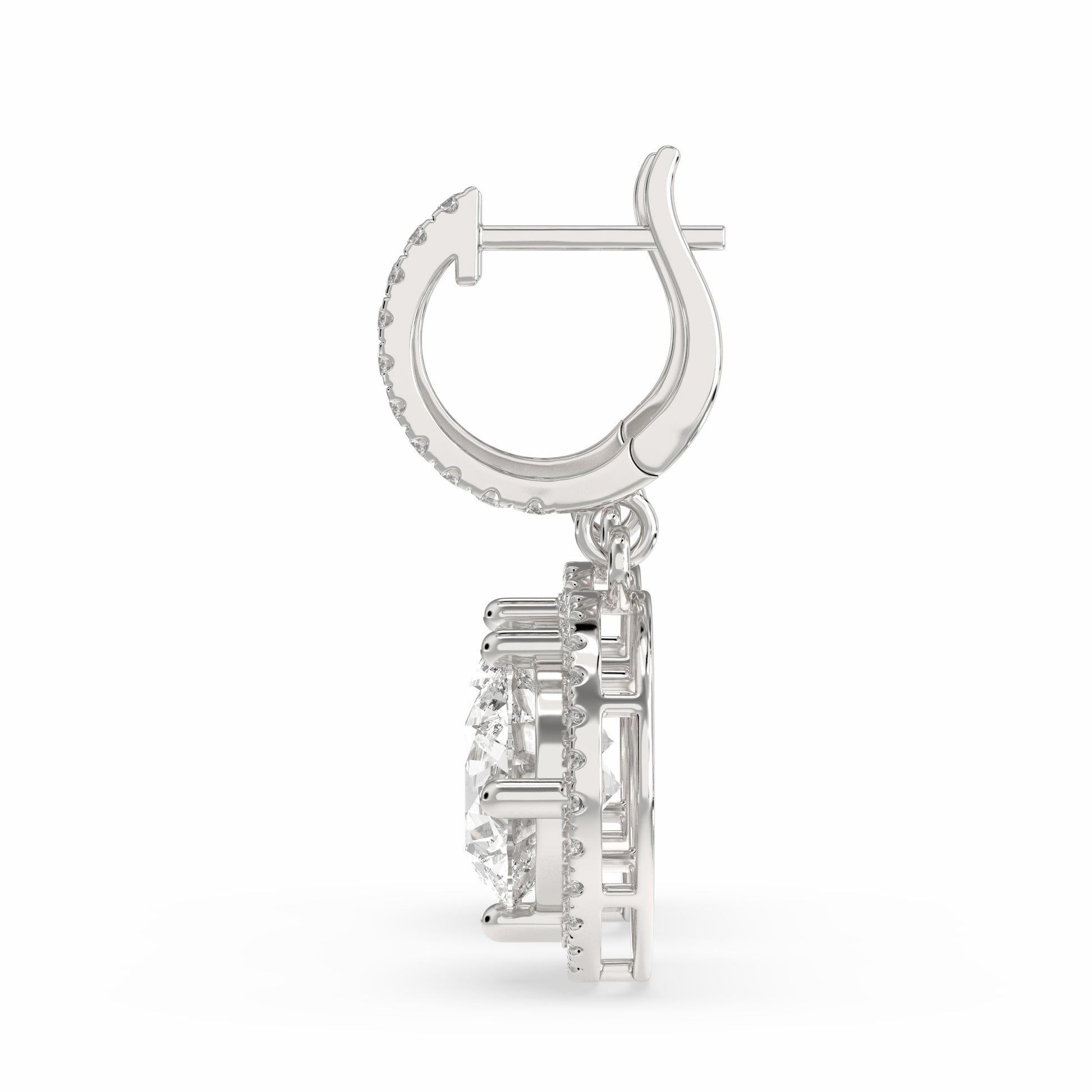 Nadir Round Drop Earring in silver 2