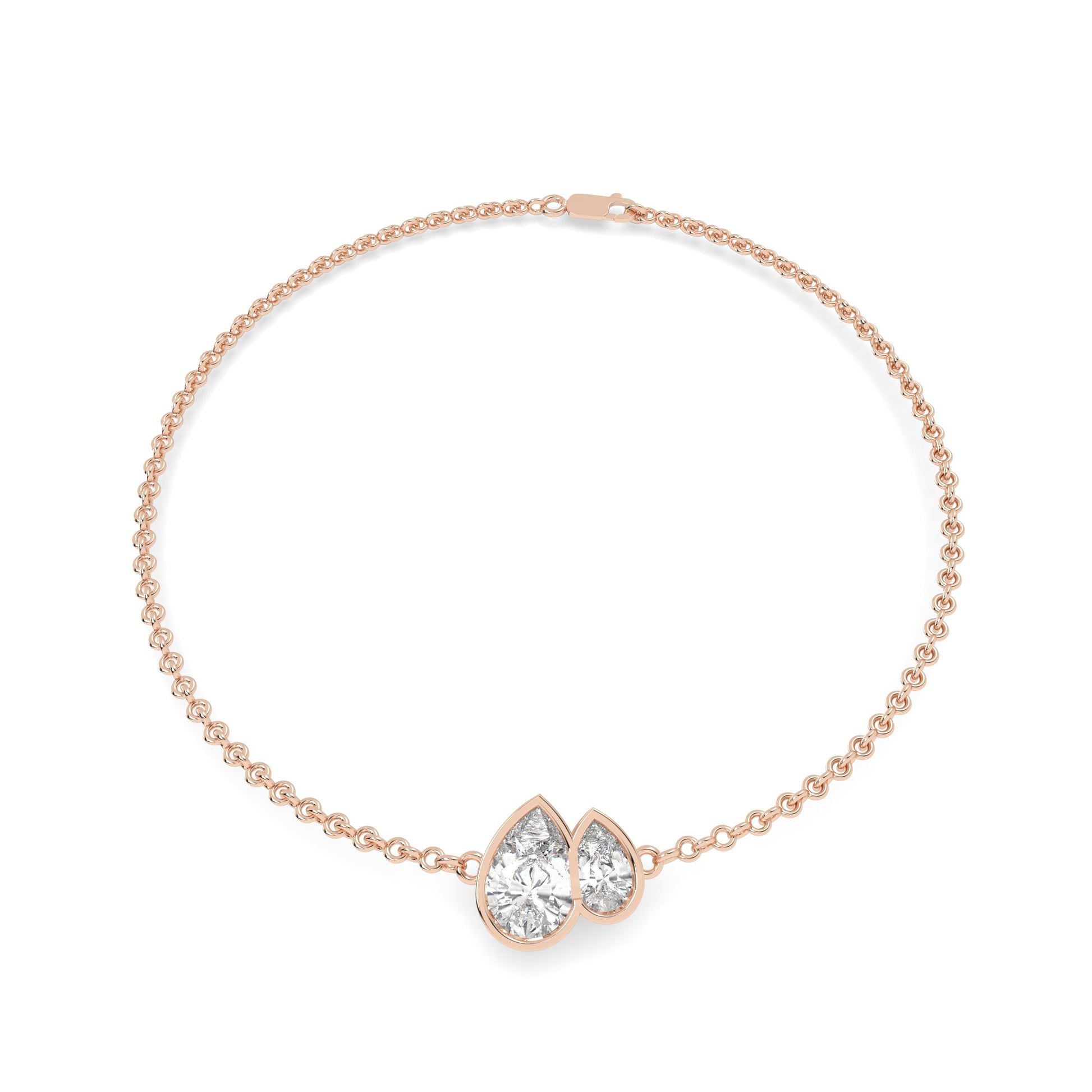 Olir Pear Duet Bezel Bracelet in rose gold