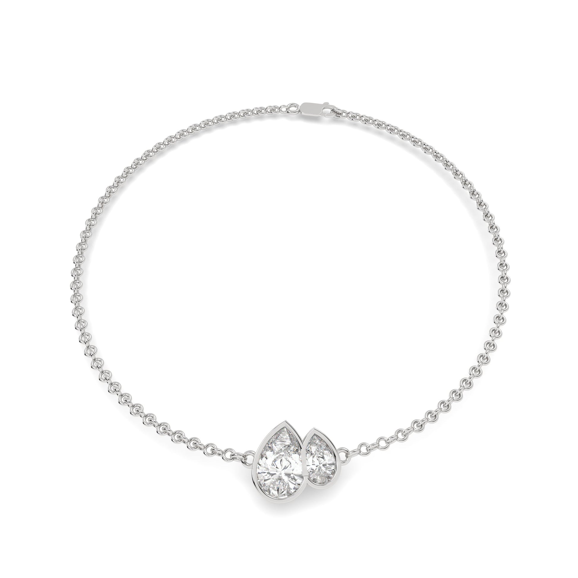 Olir Pear Duet Bezel Bracelet in white gold