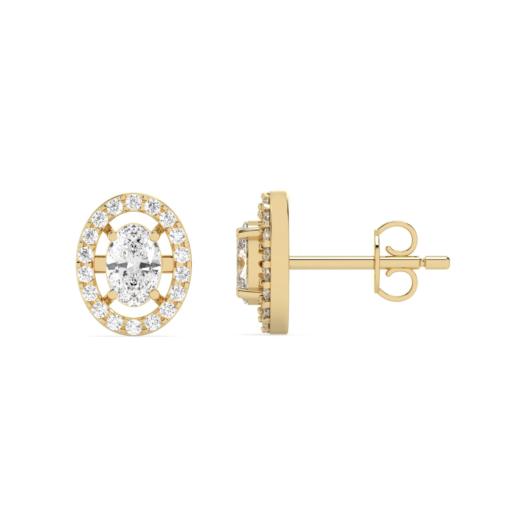 0.46 Ct Oval Halo Studs