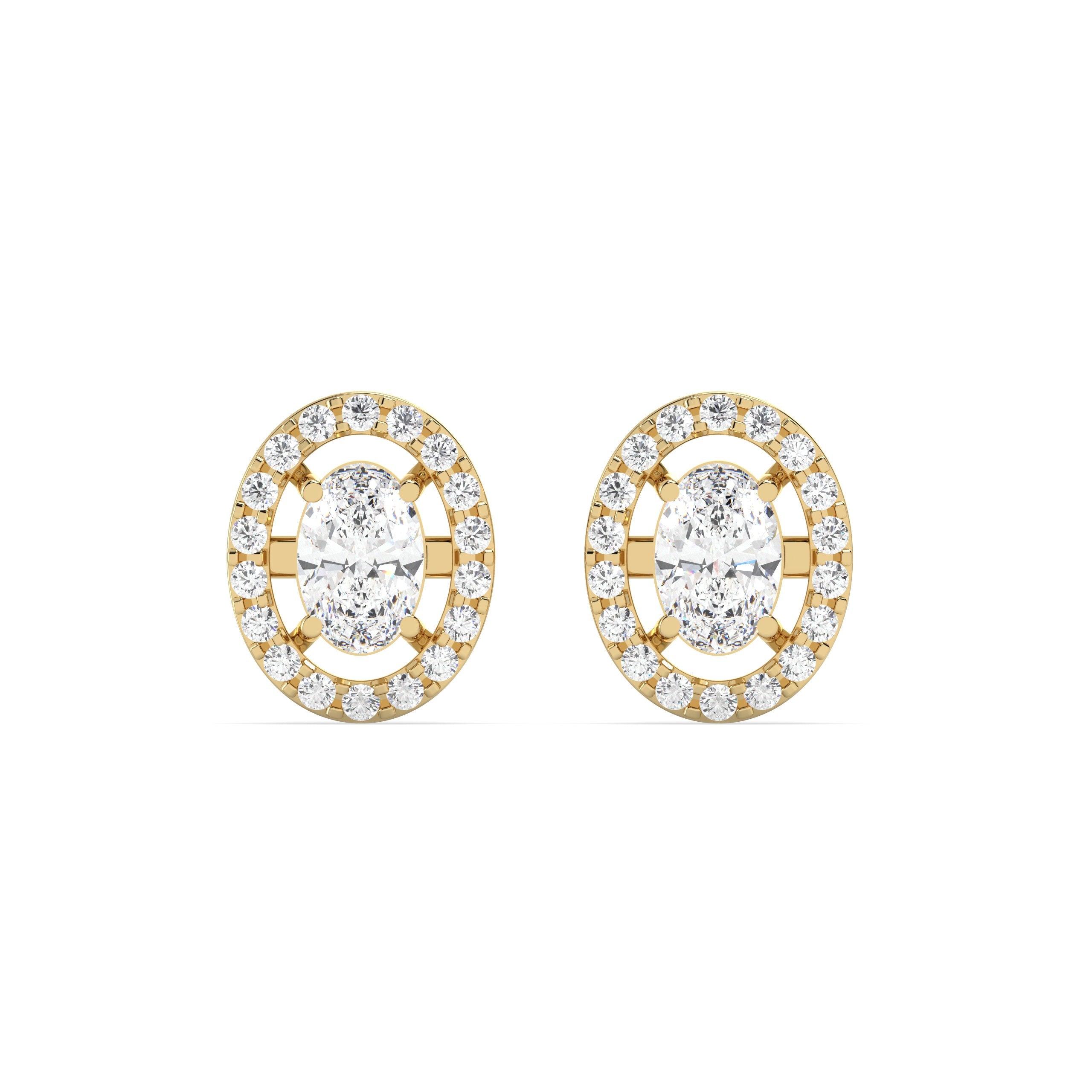 0.46 Ct Oval Halo Studs