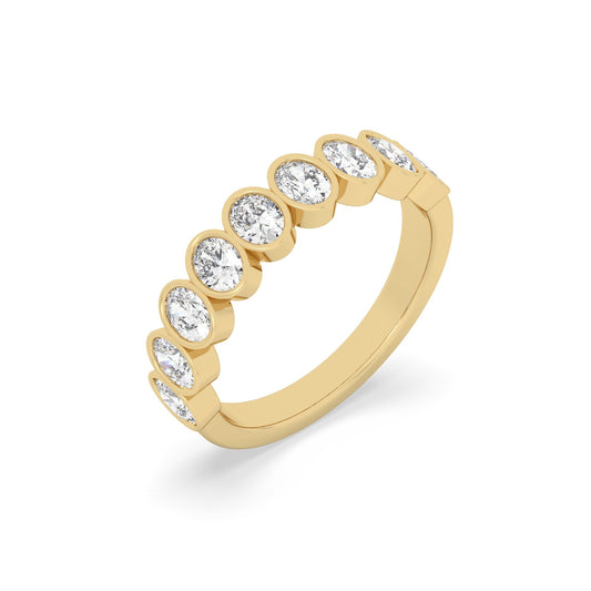shop Oval Bezel Half Band in 1 carat diamond and yellow gold