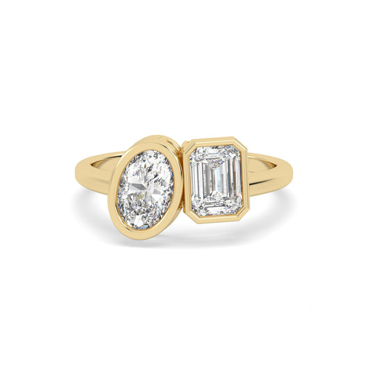 Oval & Emerald Toi Et Moi Ring for women