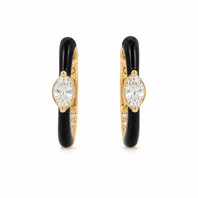 Hoop Marquise Lab Grown Diamond 925 Silver Earrings