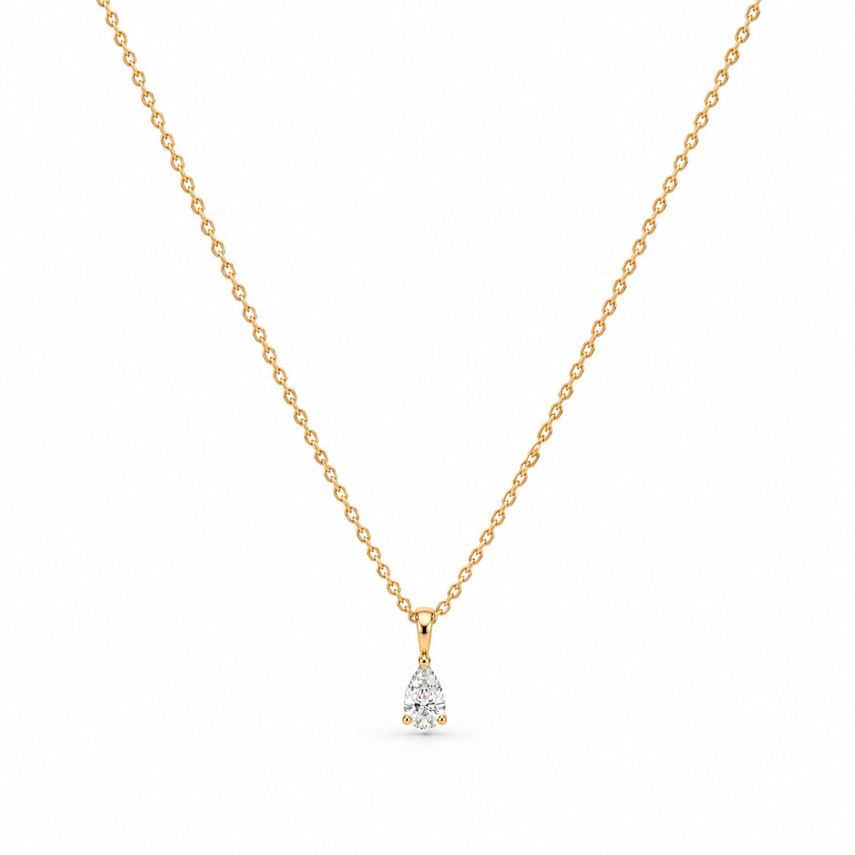 Pear Solitaire Lab Grown Diamond Gold Pendant