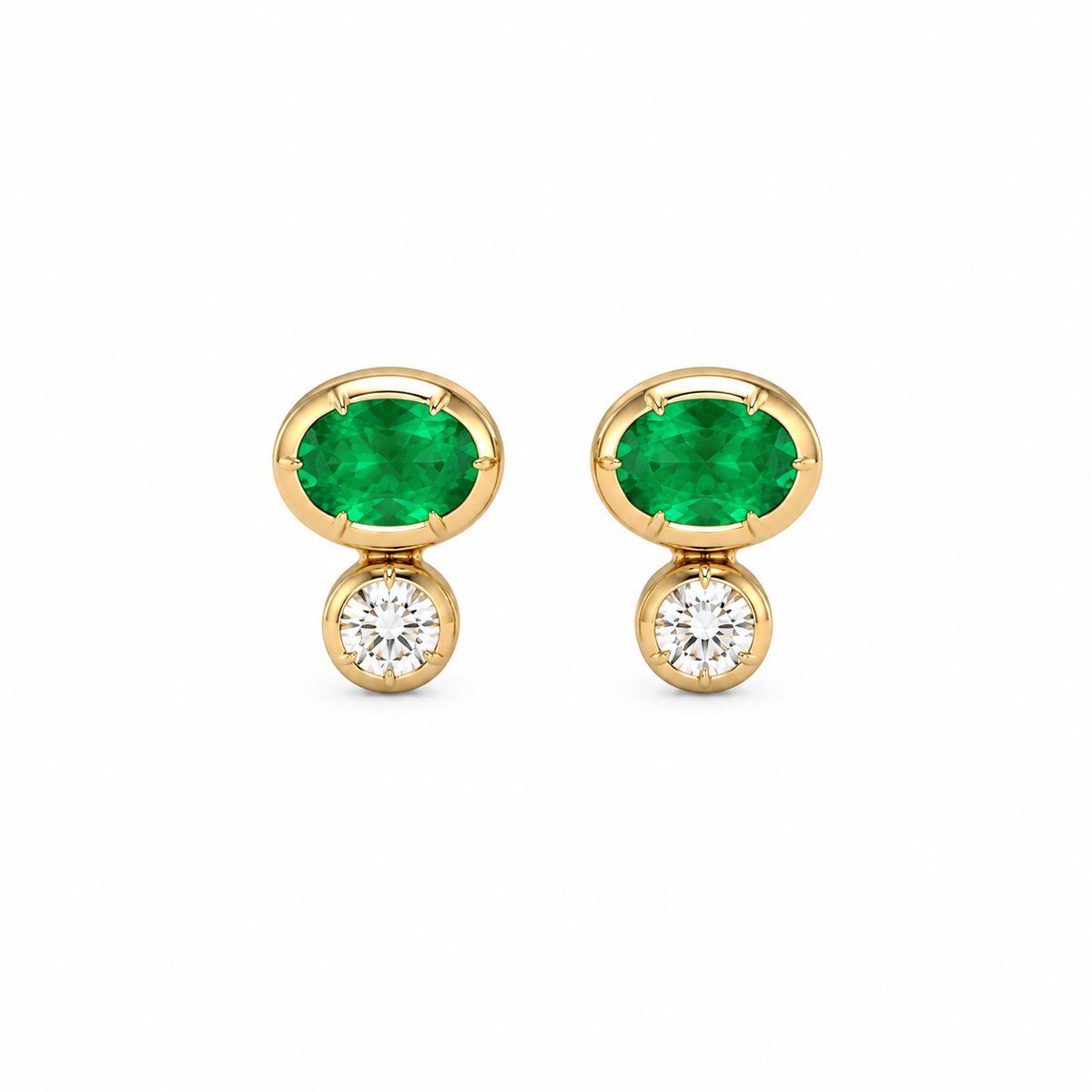 Green Gemstone Drop Lab Grown Diamond 925 Silver Earrings