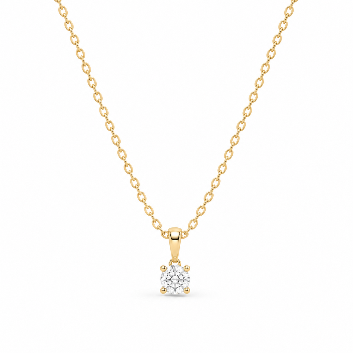Round Solitaire Lab Grown Diamond Gold Pendant