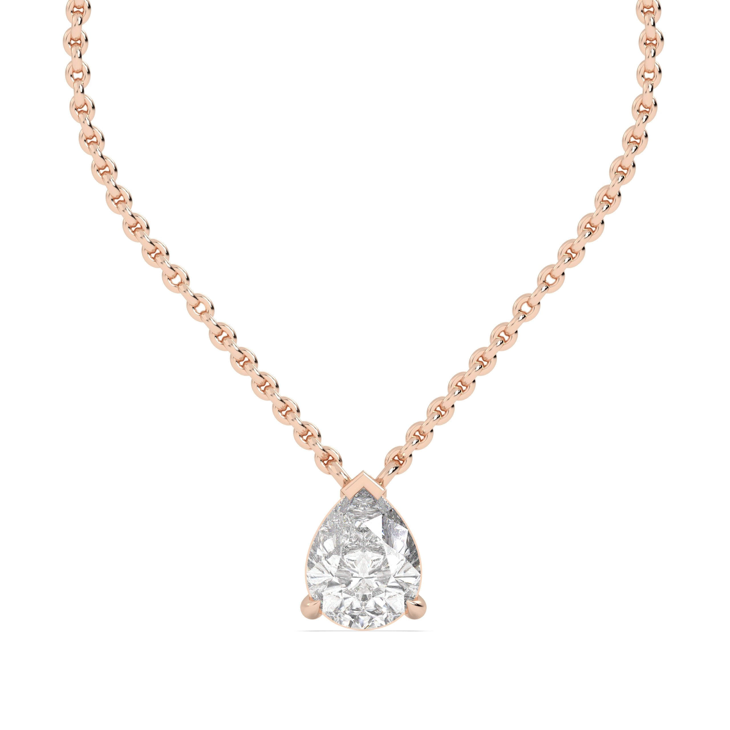 1.5 Ct Pear Solitaire Lab Grown Diamond Necklace