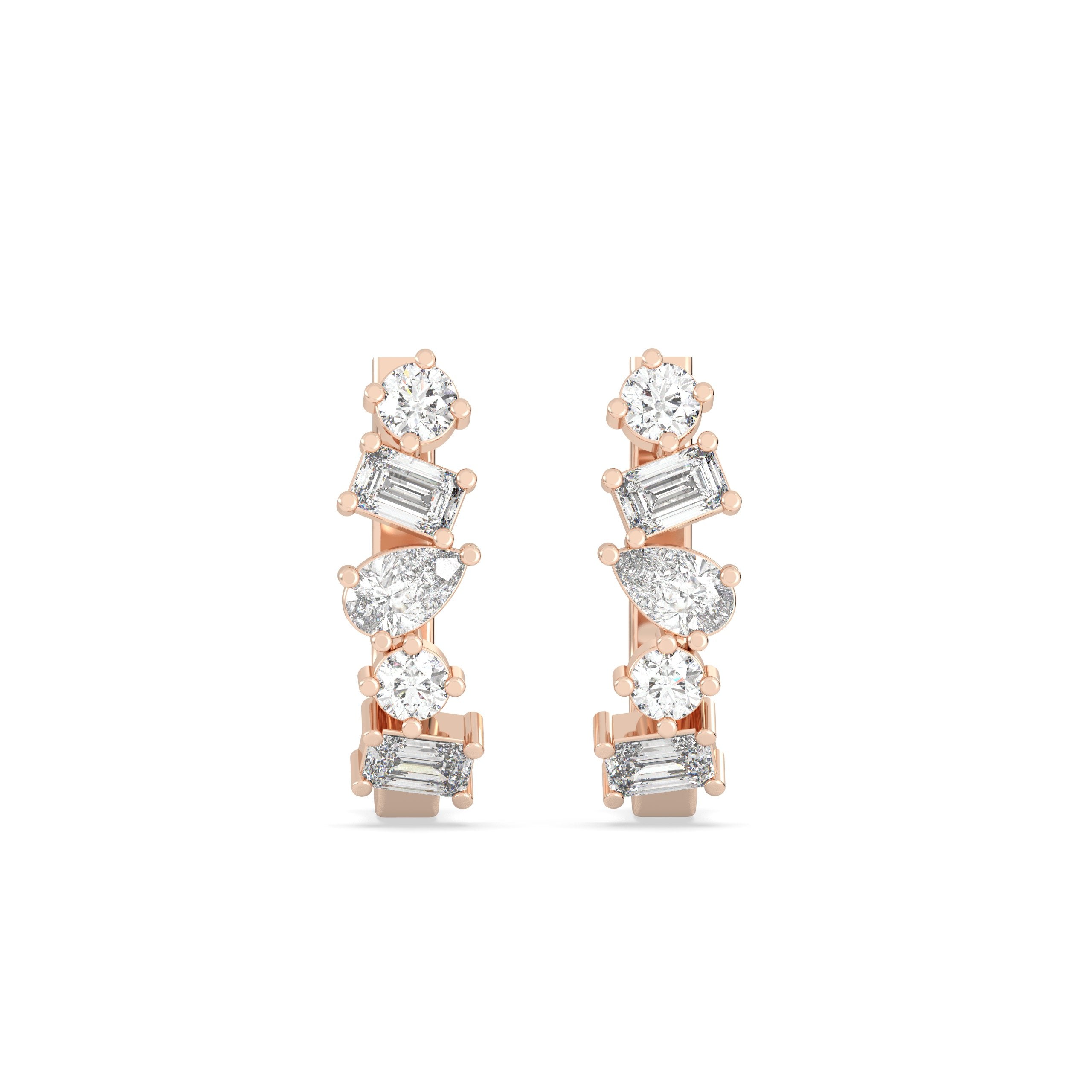 Bali Lab Grown Diamond Earrings – Multi Shaped Hoops