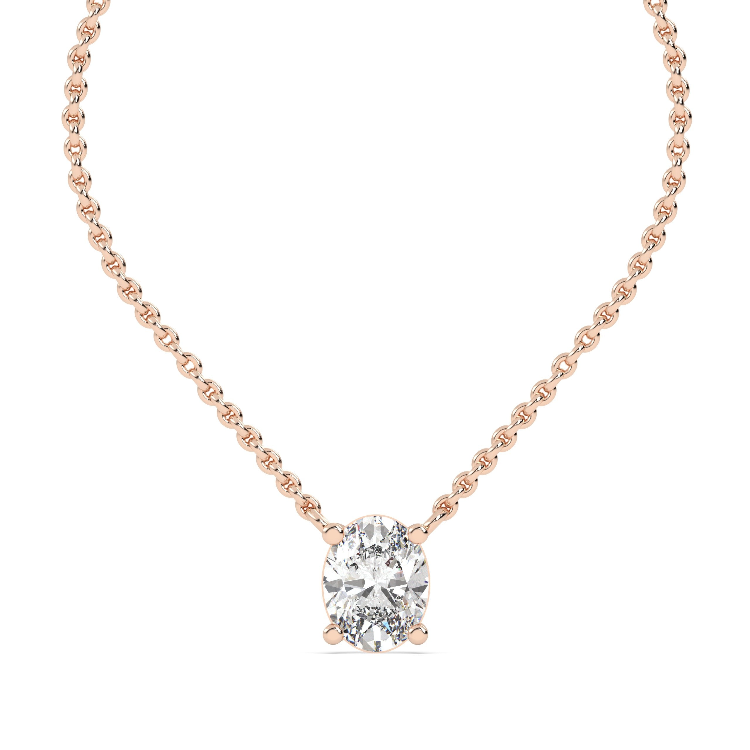 1.75 Ct Oval Solitaire Lab Grown Diamond Necklace