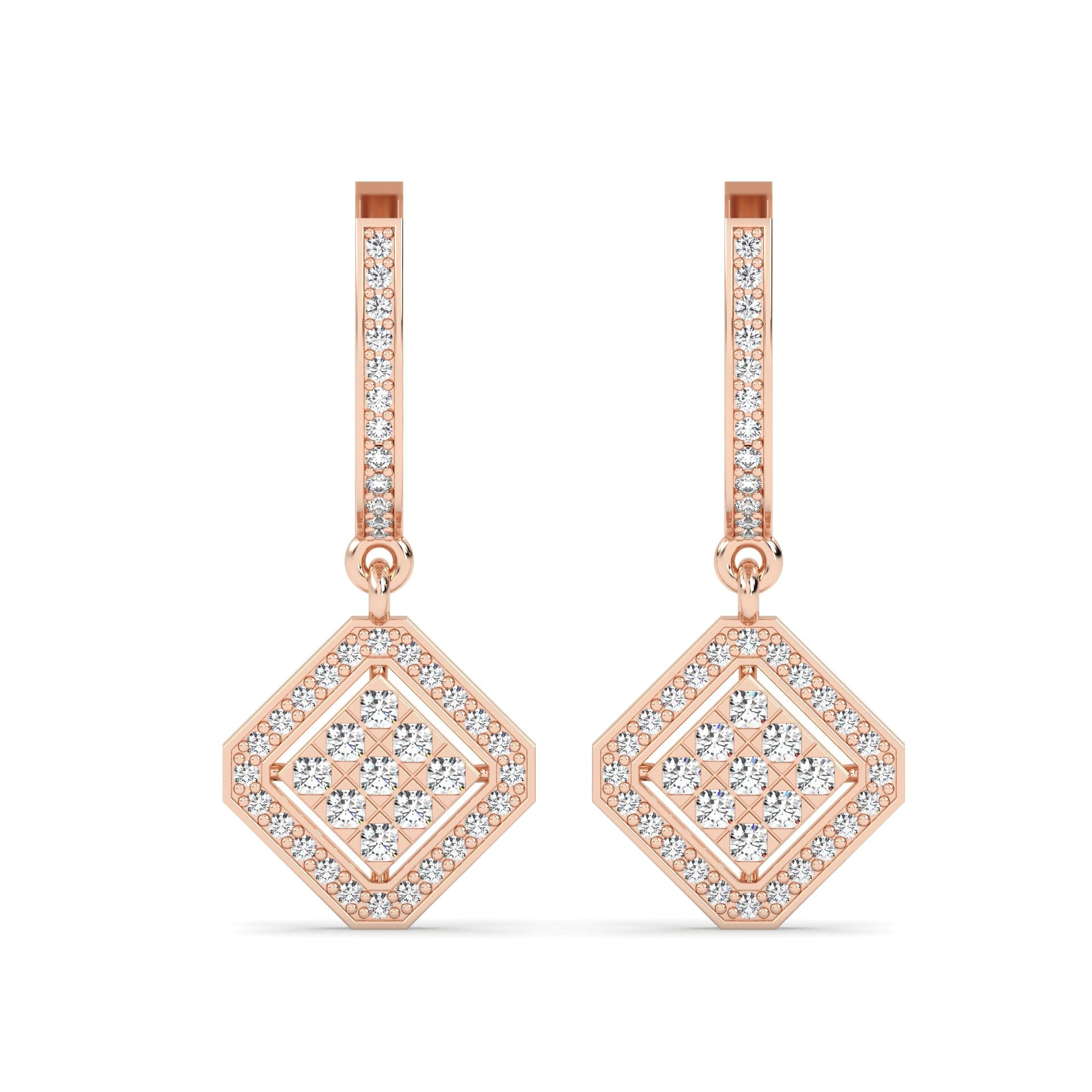 Drop Lab Grown Diamond Earrings – Rhombus – 925 Silver