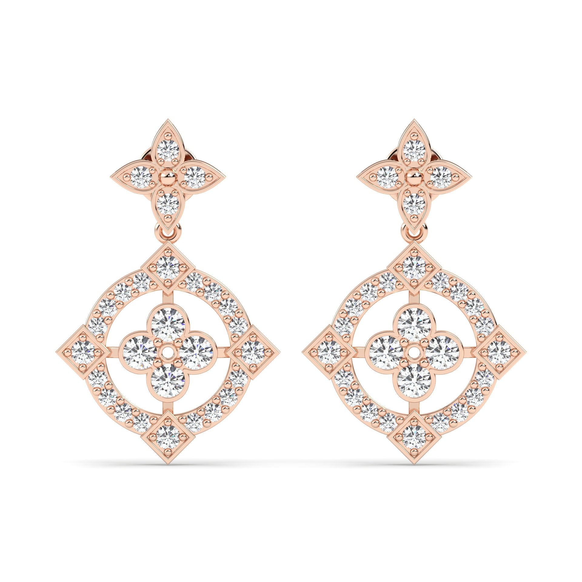 Round Quad Drop Earrings