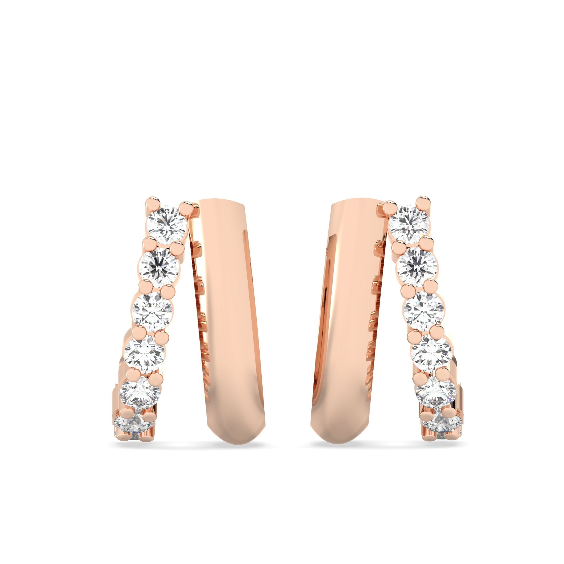 Hoop Lab Grown Diamond Earrings – Dual Arc Hoop – 925 Silver