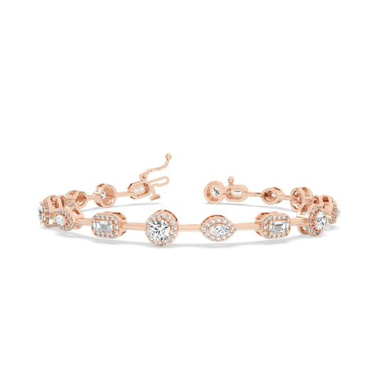 0.25 Ct Round Halo Lab Grown Diamond Bracelet – Multi Shaped Elegant