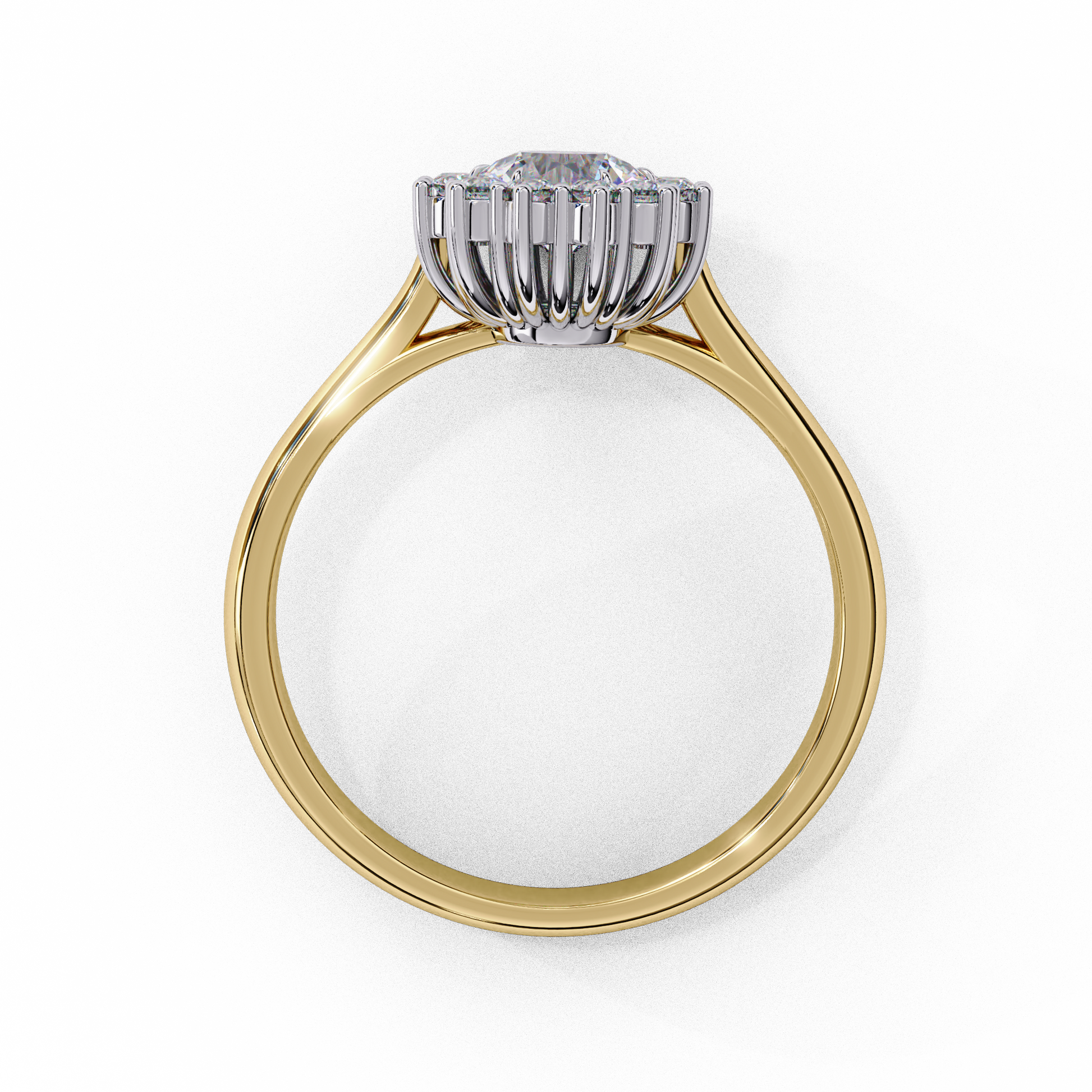 Yellow gold oval halo ring