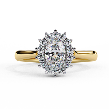 Yellow gold oval halo ring