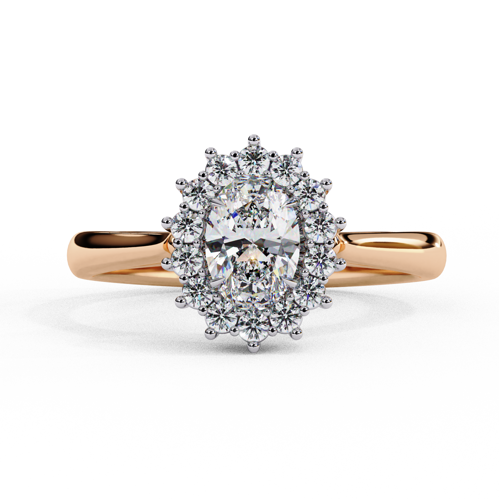 Rose gold oval halo ring